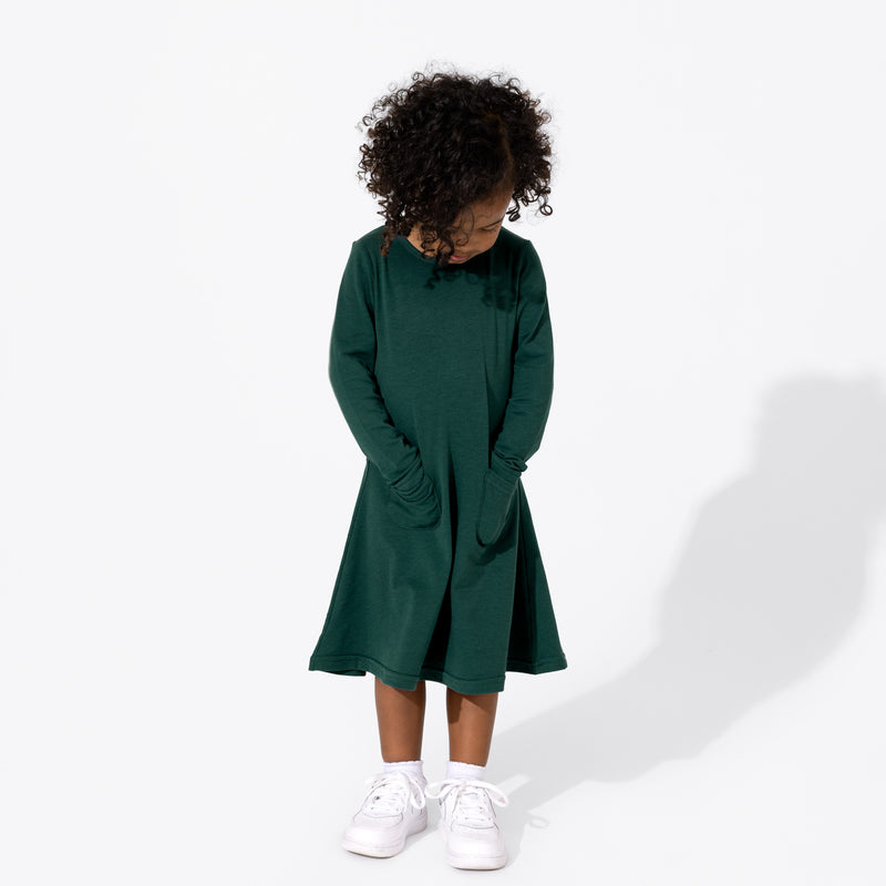 Bellabu Bear Forest Green Bamboo Terry Daywear Girls' Long Sleeve Dress, 2T Bellabu Bear Forest Green Bamboo Terry Daywear Girls' Long Sleeve Dress, 2T