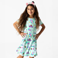 Gabby's Dollhouse: Cat Francisco Bamboo Girls' Short Sleeve Dress