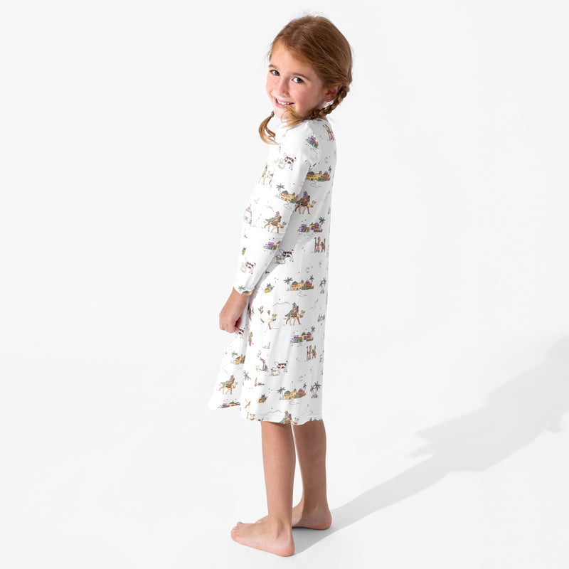 Holy Night Bamboo Girls' Long Sleeve Dress