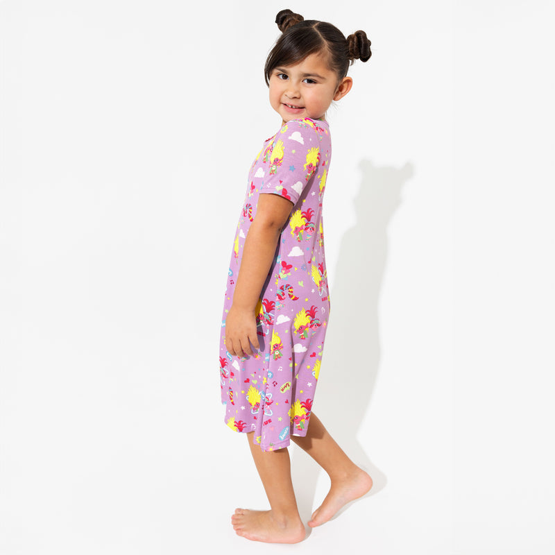 Trolls Harmony Valentine's Bamboo Girls' Short Sleeve Dress