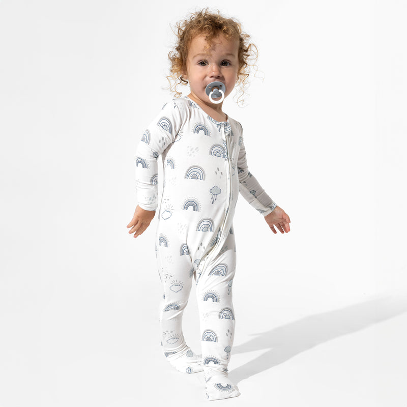 Grey Rainbows Bamboo Convertible Footie