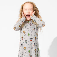 Little Monsters Bamboo Girls' Long Sleeve Dress