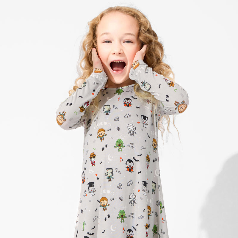 Little Monsters Bamboo Girls' Long Sleeve Dress