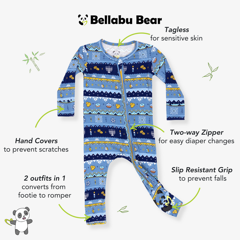 Hanukkah Fair Isle Bamboo Convertible Footie