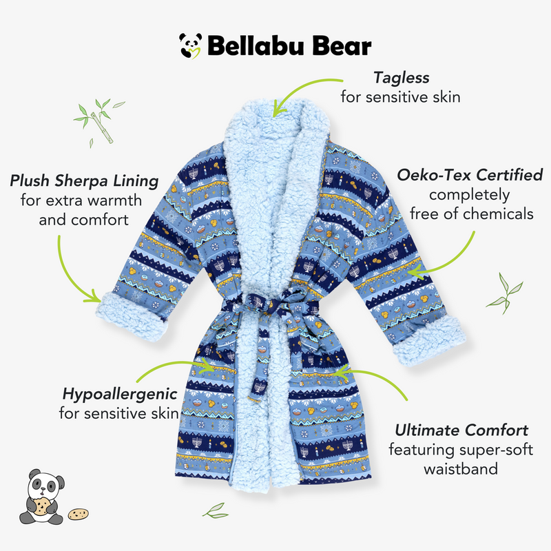 Hanukkah Fair Isle Adult Bamboo Sherpa Bathrobe
