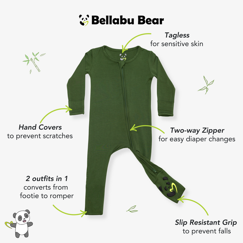 Evergreen Bamboo Convertible Footie