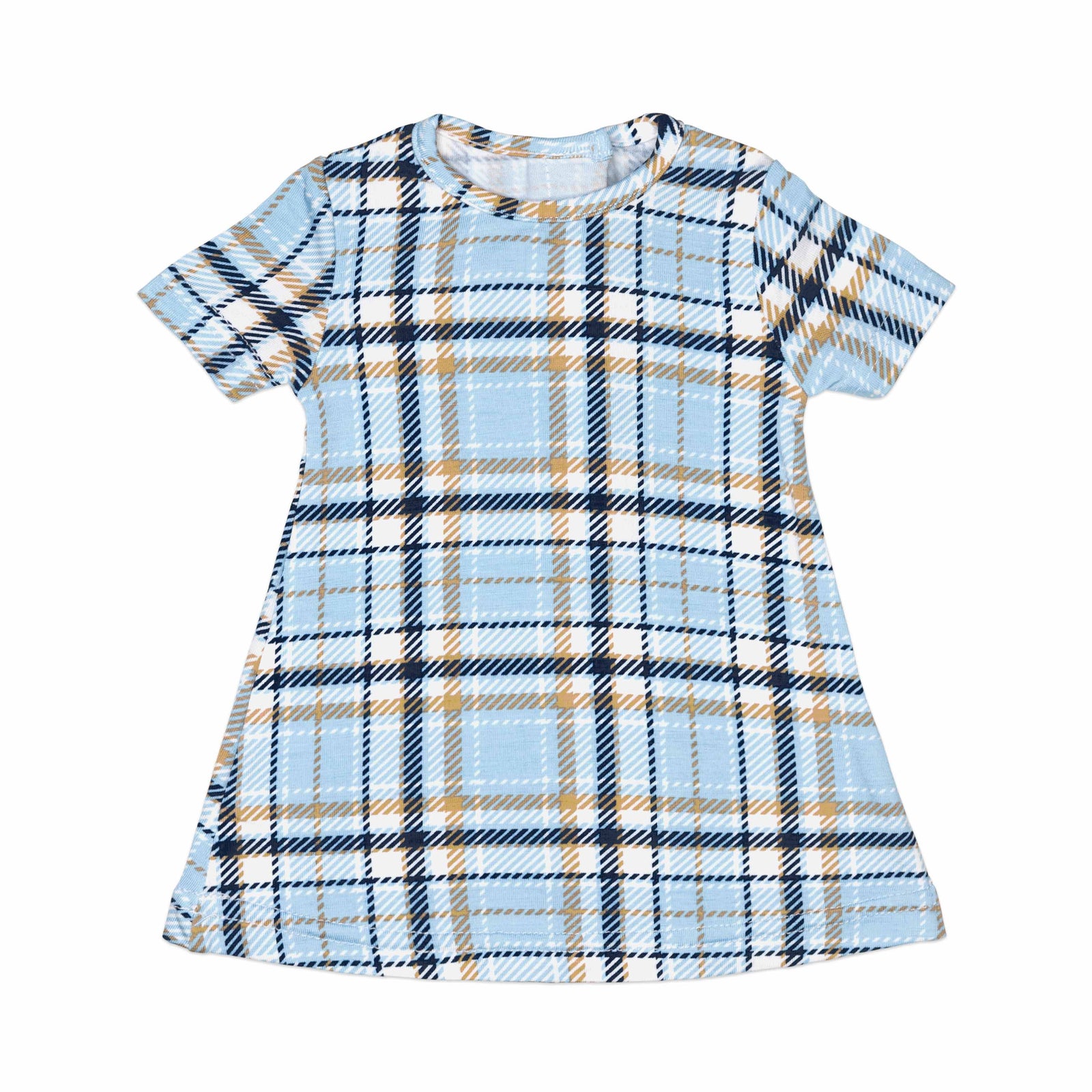 Holiday Plaid Blue Bamboo Matching Girls' 18" Doll Dress