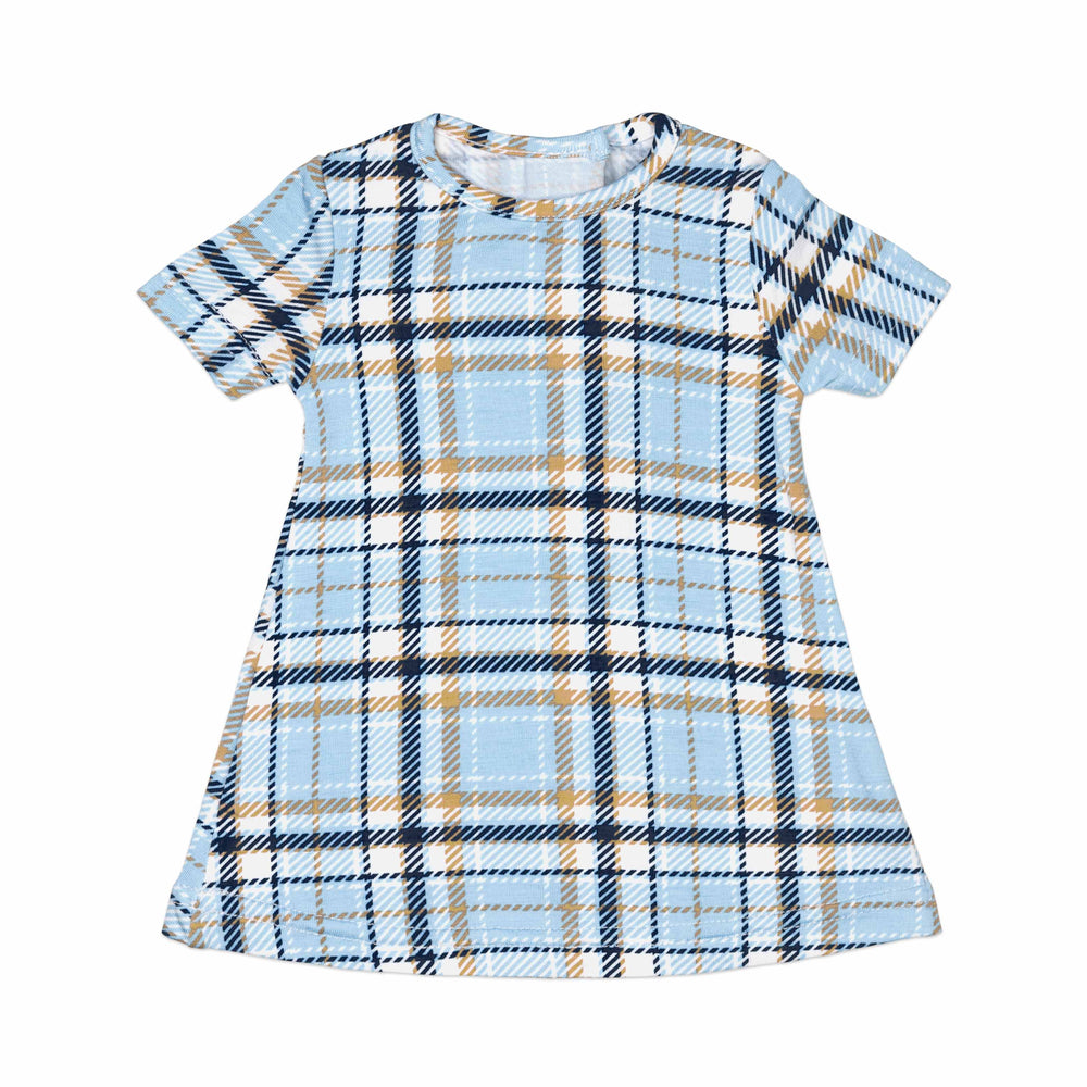 Holiday Plaid Blue Bamboo Matching Girls' 18