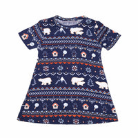 Polar Isle Blue Bamboo Matching Girls' 18" Doll Dress