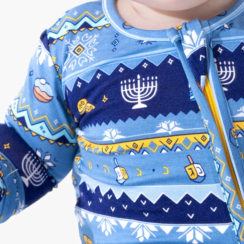 Hanukkah Fair Isle Bamboo Convertible Footie