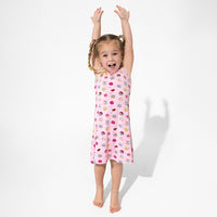 Pink Space Donut Bamboo Girls' Sleeveless Dress