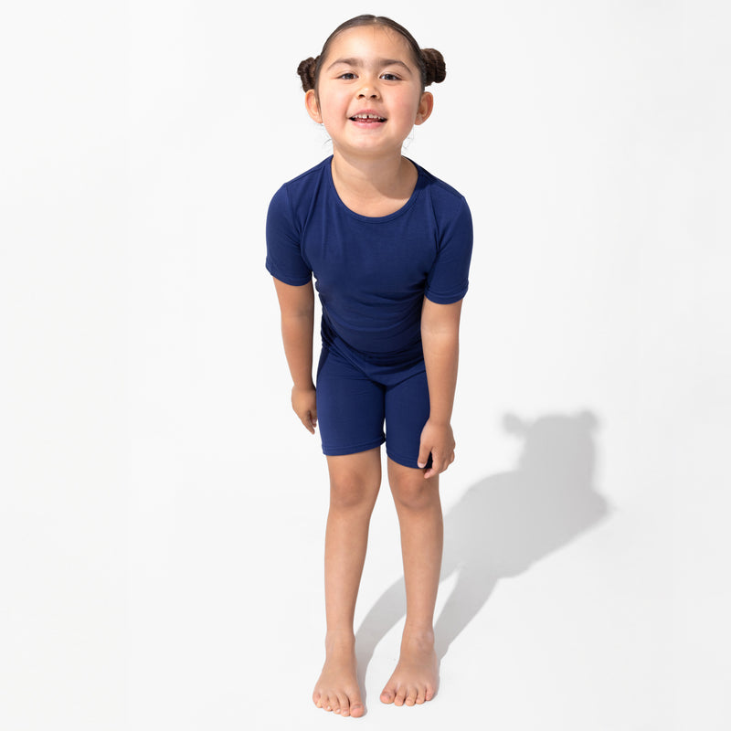 Starry Night Blue Kids Bamboo Pajama Short Set