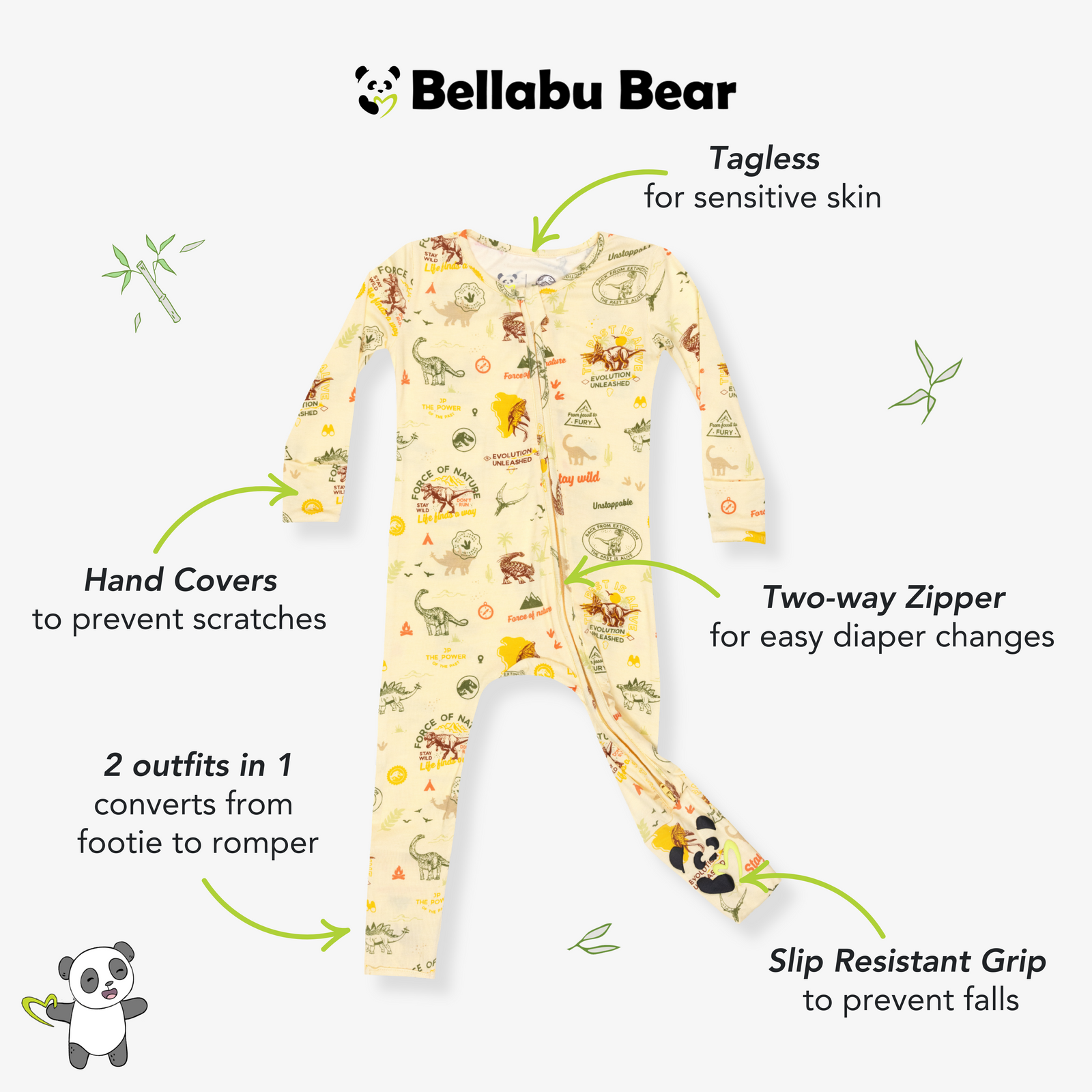 Jurassic Park: Origins Bamboo Convertible Footie