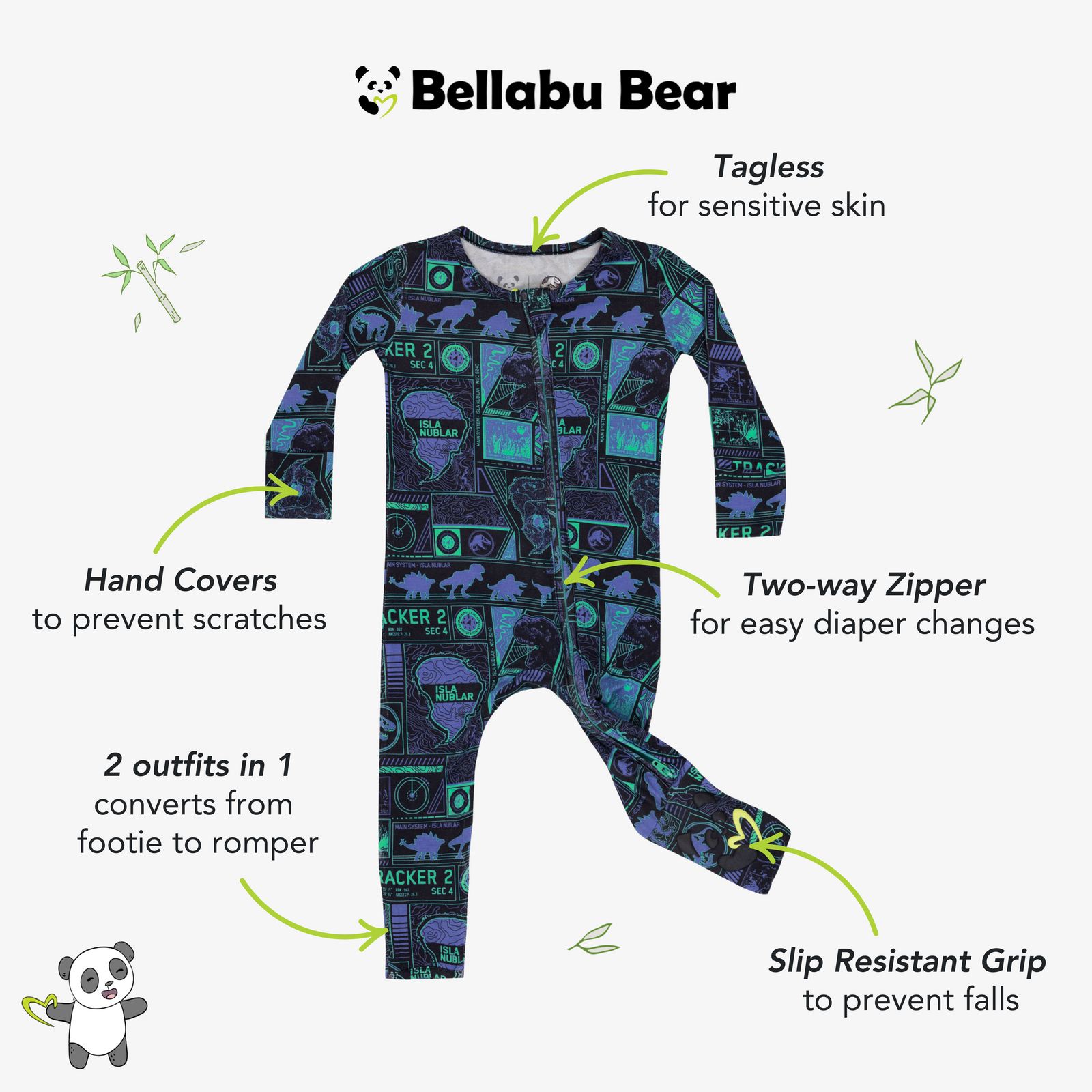 Jurassic Park: Tracker Bamboo Convertible Footie