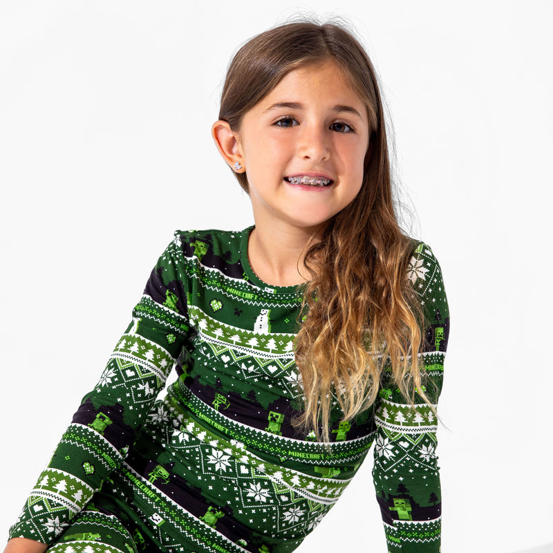Minecraft Creeper Holiday Bamboo Kids Pajamas