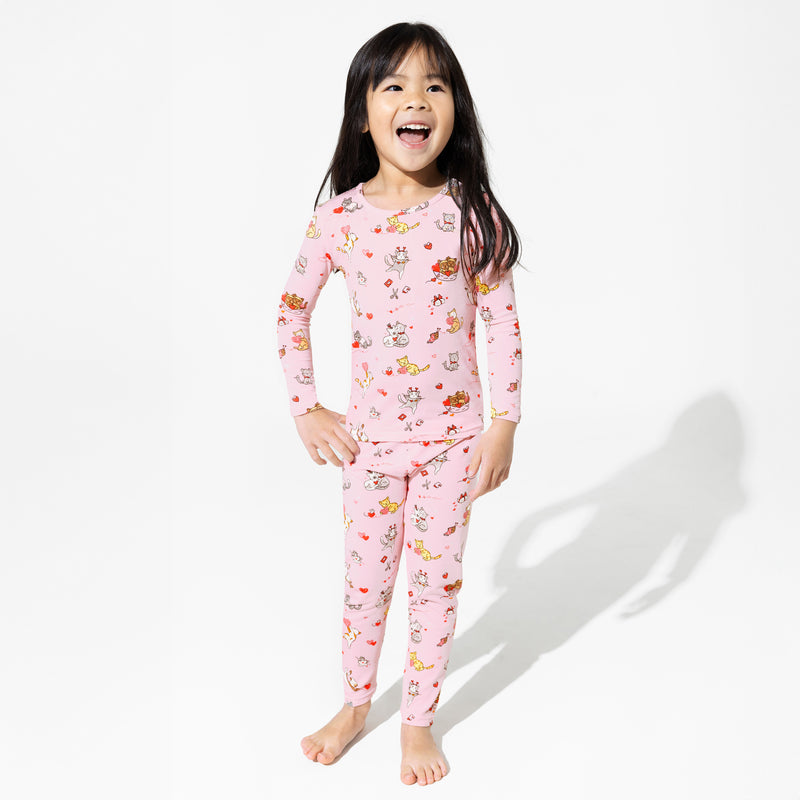 Love Kittens Bamboo Kids Pajamas