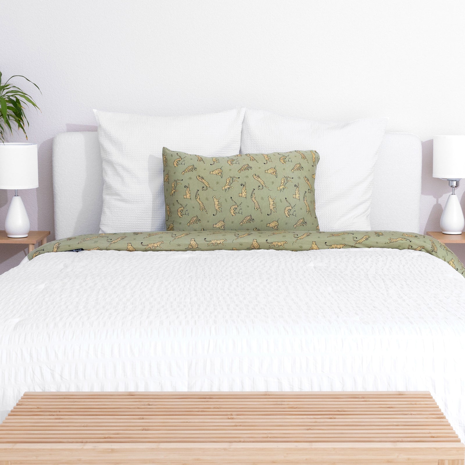 Sage & Spots Leopard Bamboo Bed Sheet Set