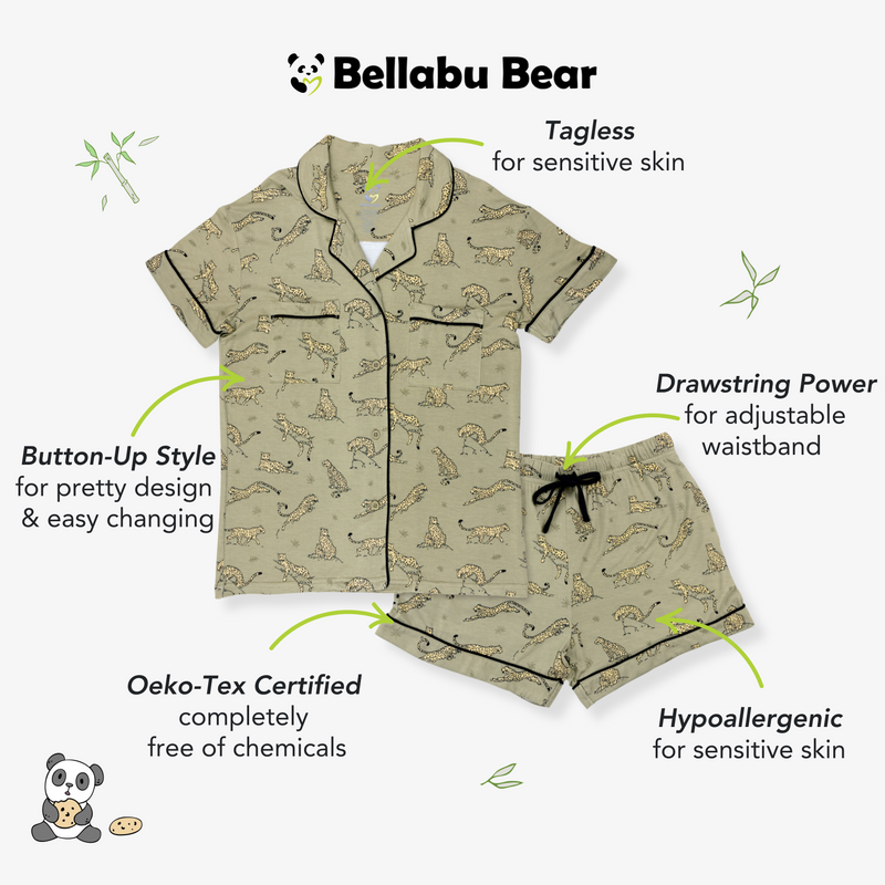 Sage & Spots Leopard Bamboo Women's Pajama Short Set