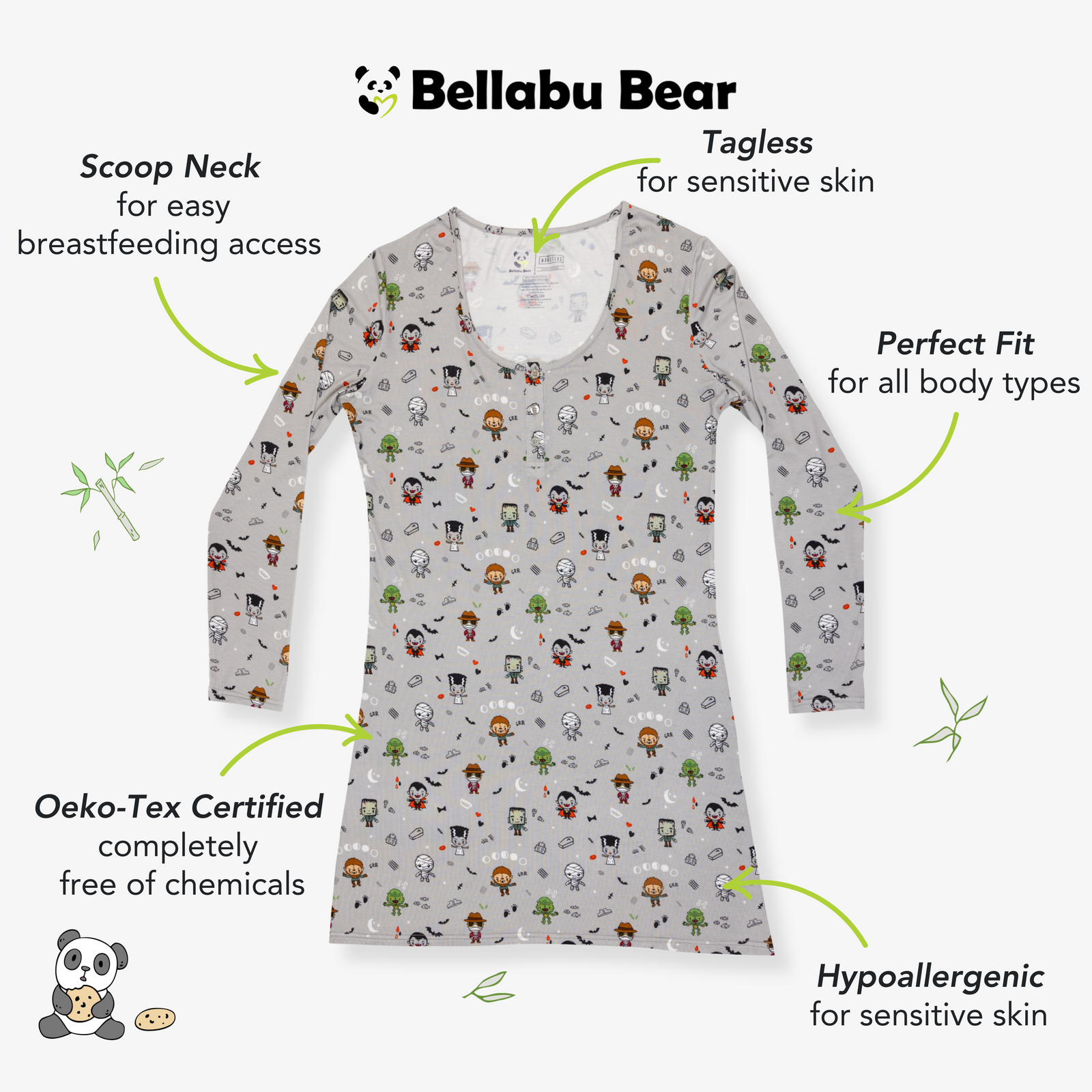 Little Monsters Bamboo Women's Nightgown