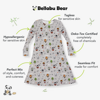 Little Monsters Bamboo Girls' Long Sleeve Dress