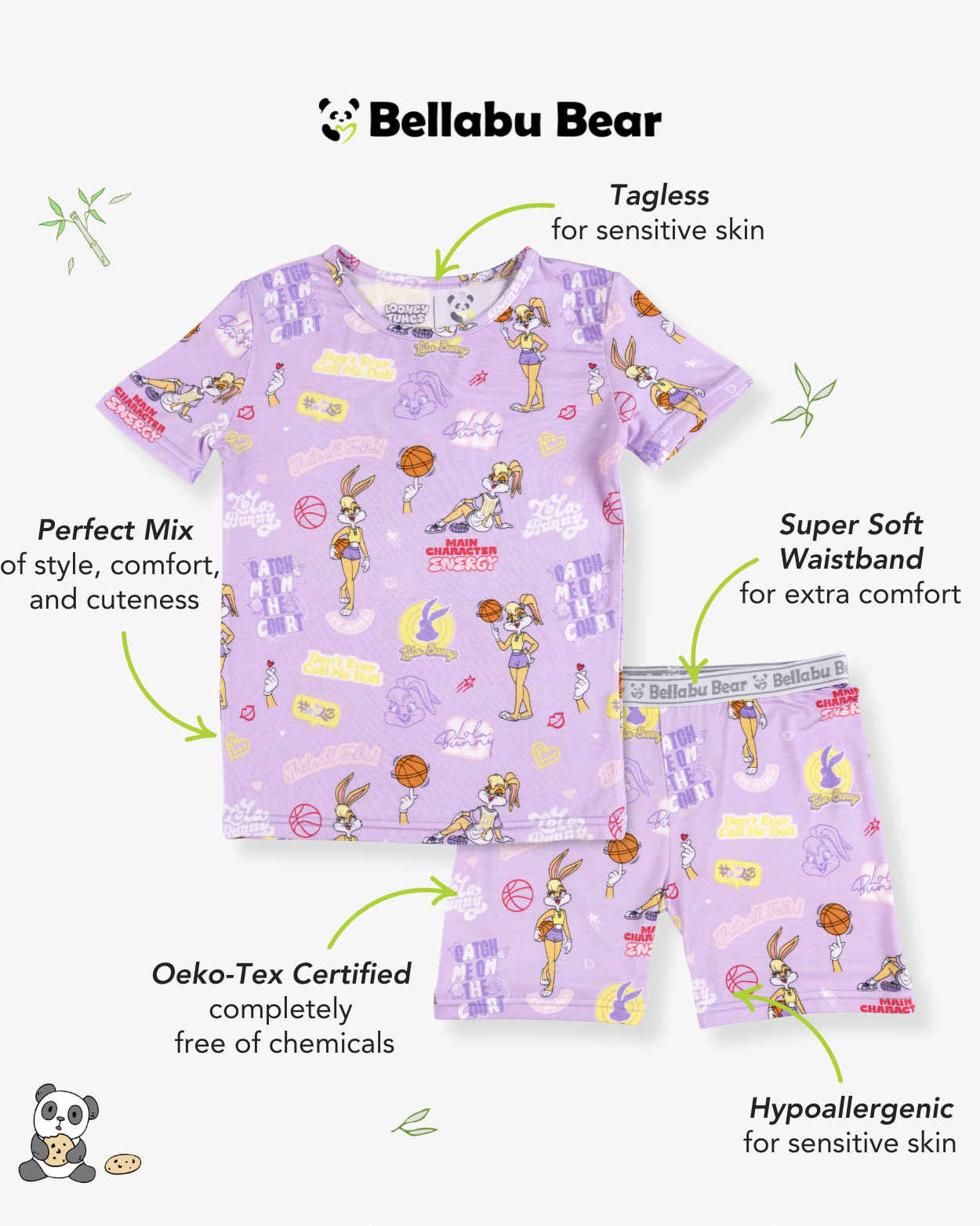 Lola Bunny Bamboo Kids Pajama Short Set