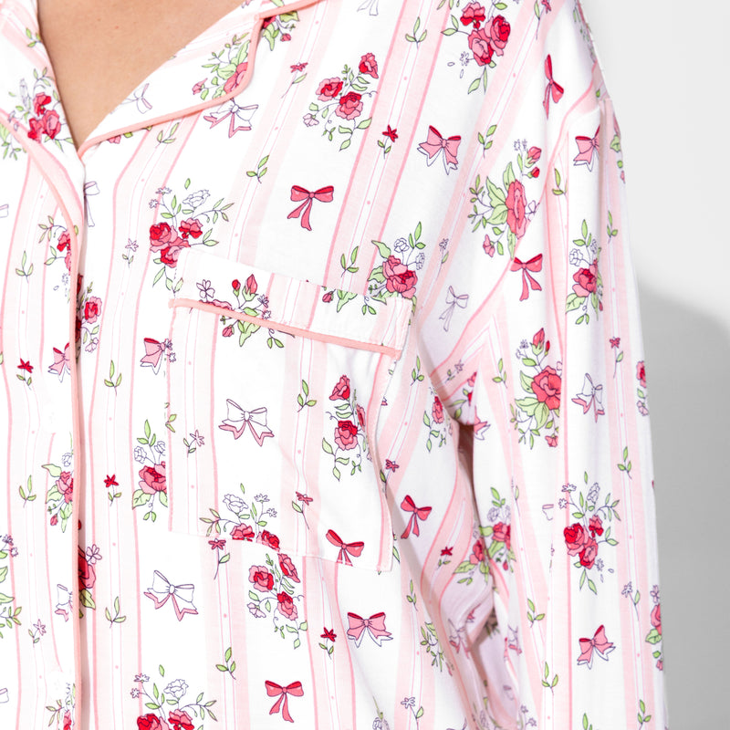 Floral Stripes Bamboo Women's Pajama Set