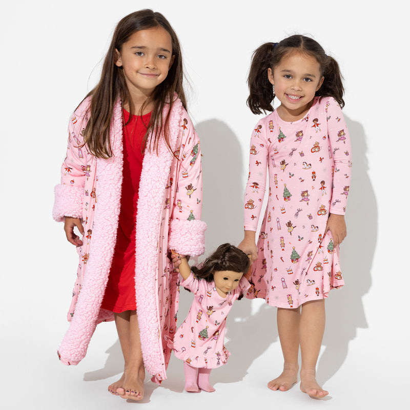 Nutcracker Pink Bamboo Matching Girls' 18" Doll Dress
