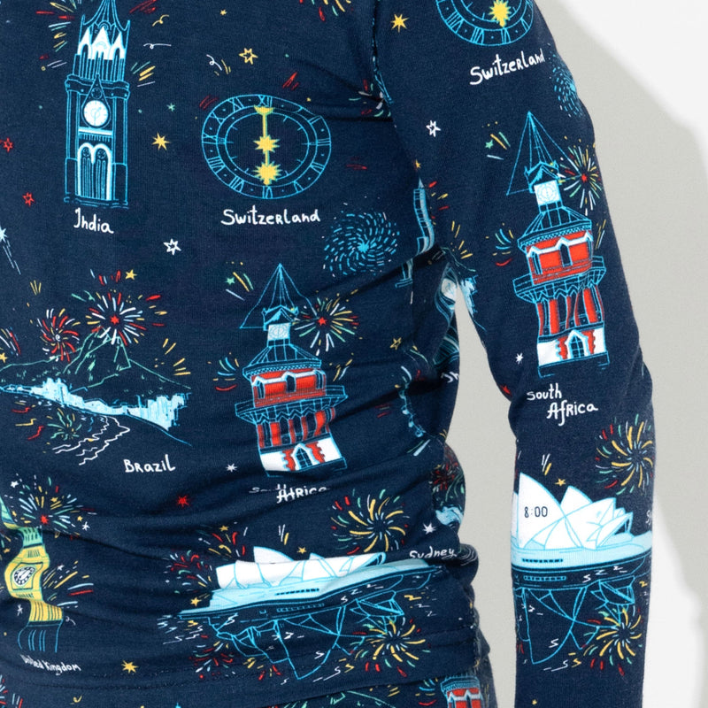 New Year's Worldwide Countdown Bamboo Kids Pajamas