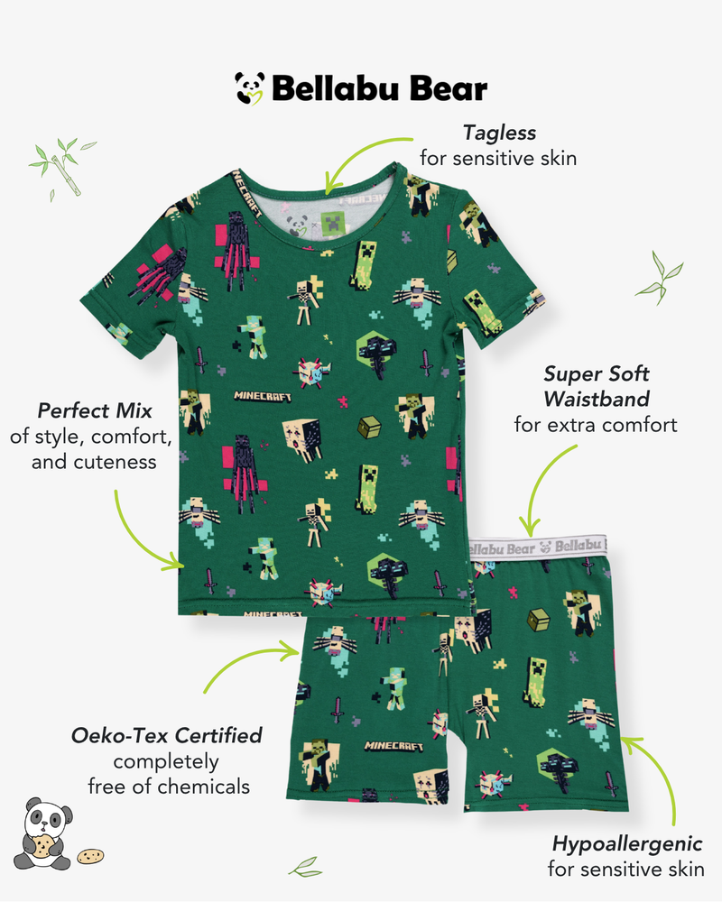 Minecraft: Midnight Mobs Bamboo Kids Pajama Short Set