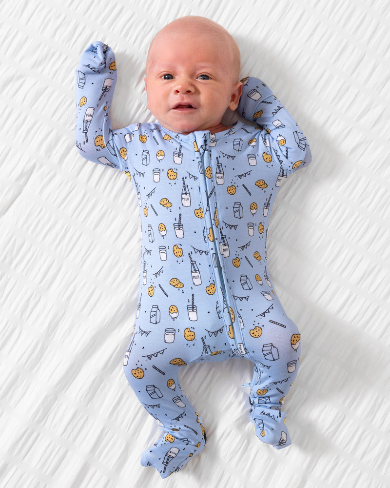 Milk & Cookies Blue Bamboo Convertible Footie
