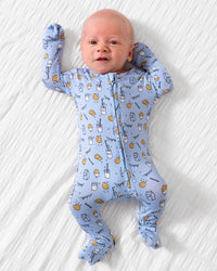 Milk & Cookies Blue Bamboo Convertible Footie