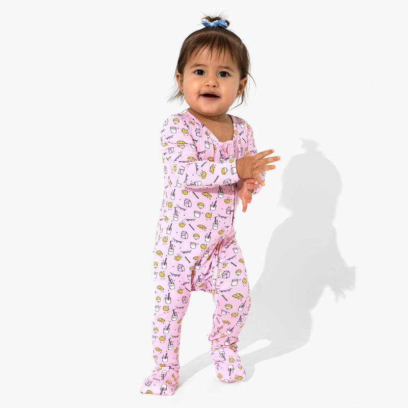 Milk & Cookies Pink Bamboo Convertible Footie