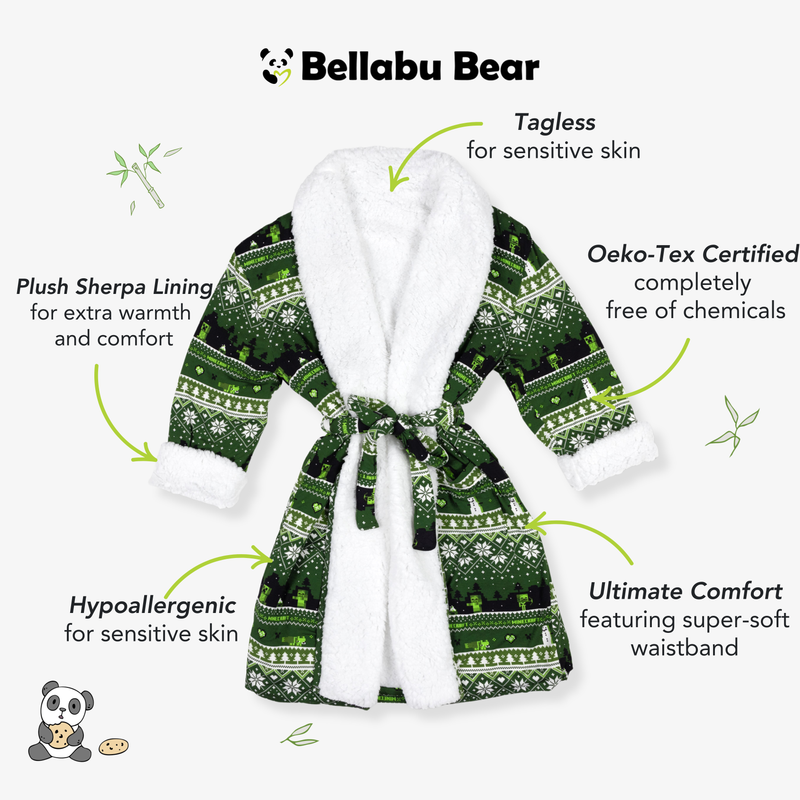 Minecraft Robe Adult Minecraft Creeper Holiday Bamboo Adult Sherpa Robe – Cozy Gamer Gift ...