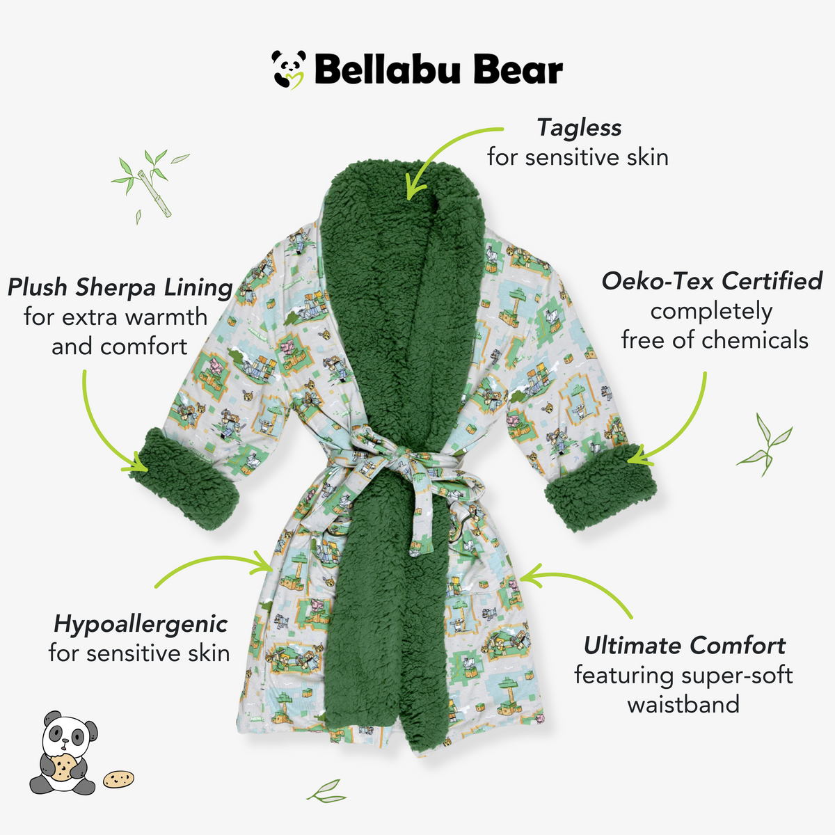 Minecraft Overworld Dreams Bamboo Adult Sherpa Robe – Cozy & Soft