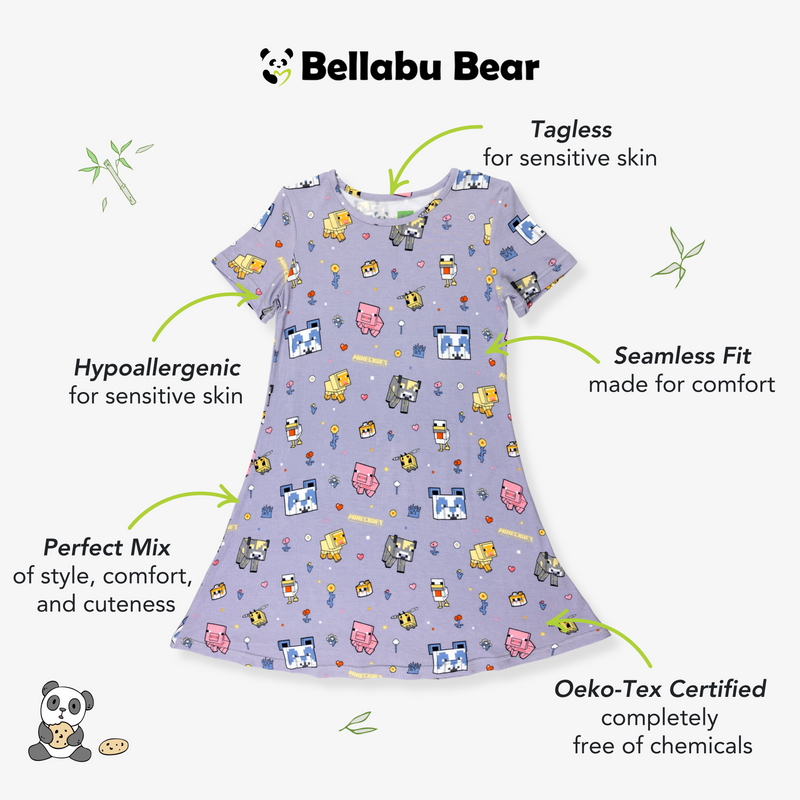 Minecraft Pixel Pals Bamboo Girls' Short Sleeve Dress