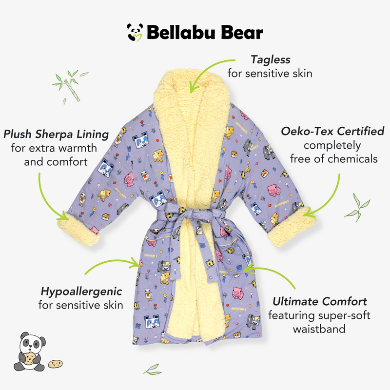 Minecraft Pixel Pals Bamboo Adult Sherpa Bathrobe