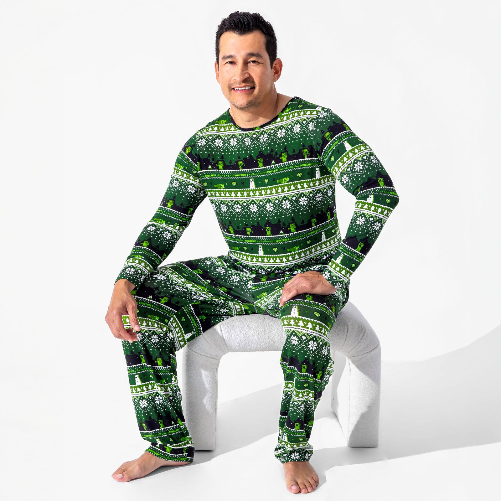 Minecraft Creeper Holiday Bamboo Men's Pajama Set