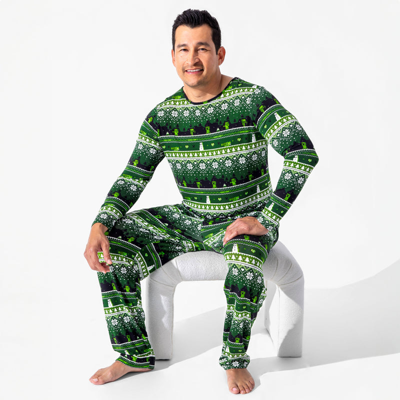 Minecraft Creeper Holiday Bamboo Men's Pajama Set