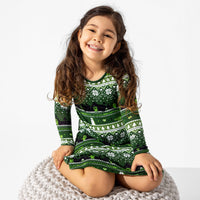Minecraft Creeper Holiday Bamboo Girls' Long Sleeve Dress