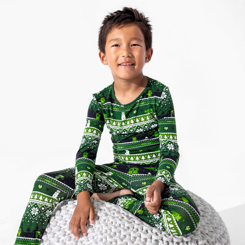 Minecraft Creeper Holiday Bamboo Kids Pajamas
