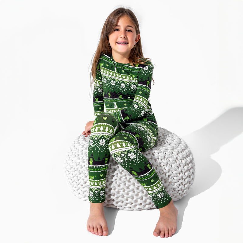 Minecraft Creeper Holiday Bamboo Kids Pajamas