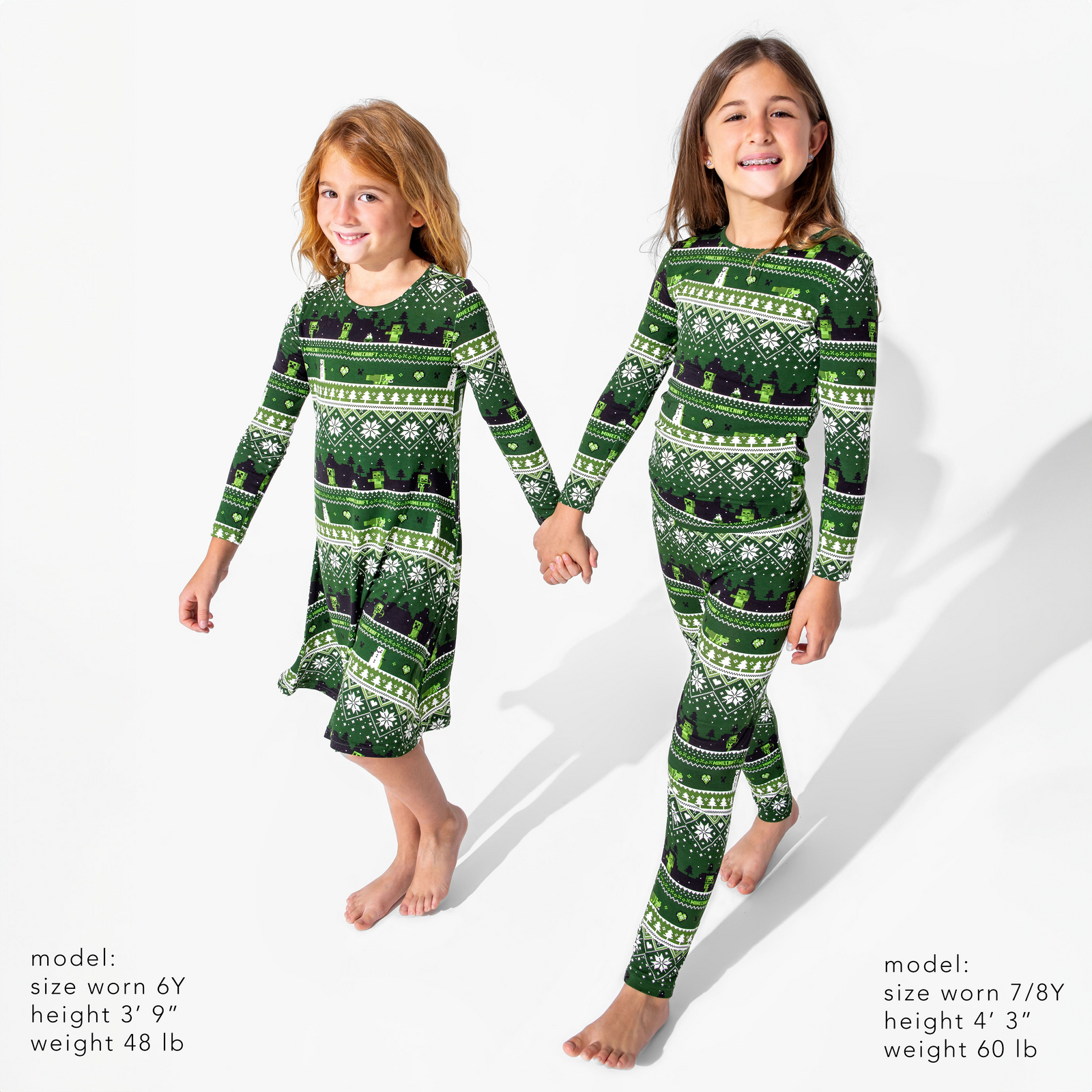 Minecraft Creeper Holiday Bamboo Girls' Long Sleeve Dress