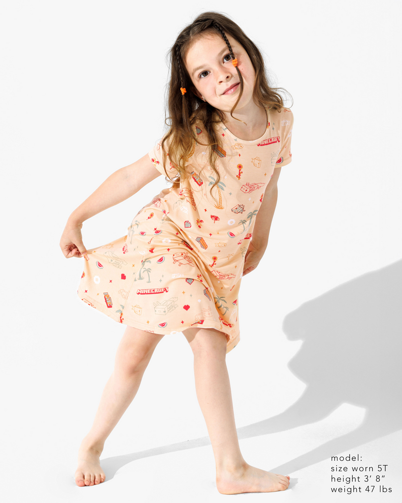 Minecraft: Summer Vibes Bamboo Girls' Short Sleeve Dress