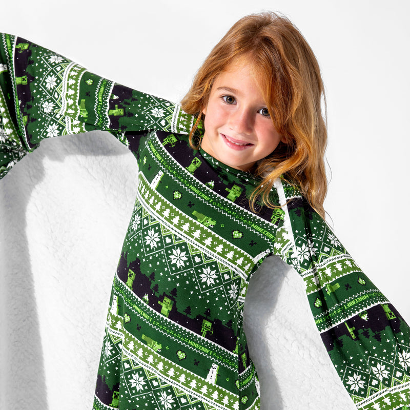 Minecraft Creeper Holiday Bamboo Girls' Long Sleeve Dress