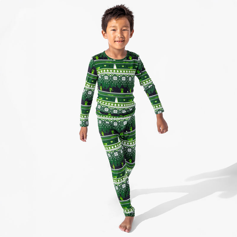 Minecraft Creeper Holiday Bamboo Kids Pajamas