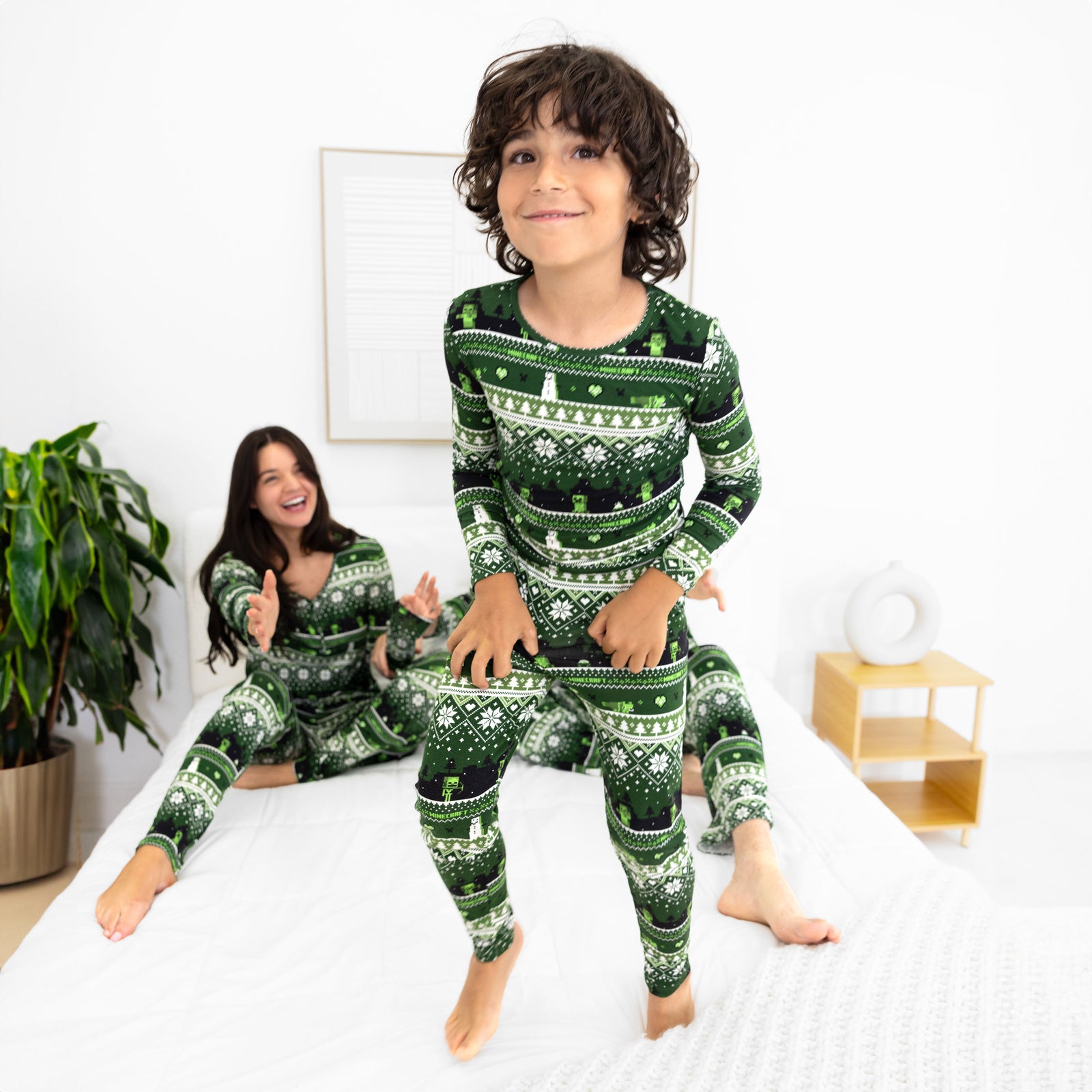 Minecraft Creeper Holiday Bamboo Kids Pajamas