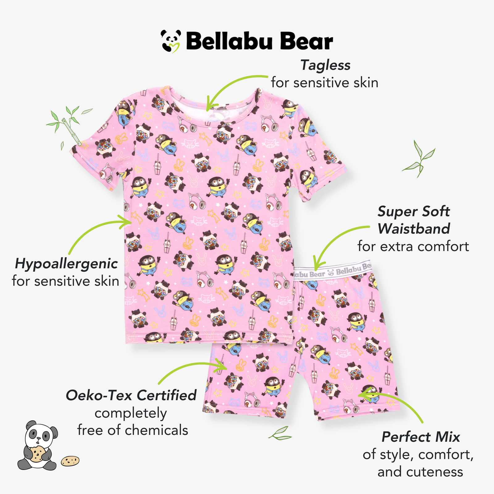 Despicable Me 4: Minions Always Popping Bamboo Kids Pajama Short Set