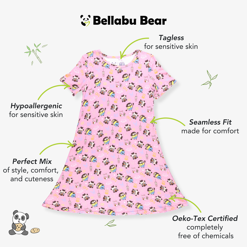 Despicable Me 4: Minions Always Popping Bamboo Girls' Short Sleeve Dress