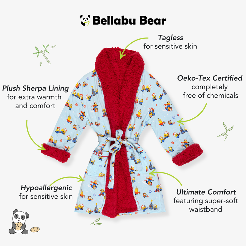 Merry Minions Holiday Adult Bamboo Sherpa Bathrobe