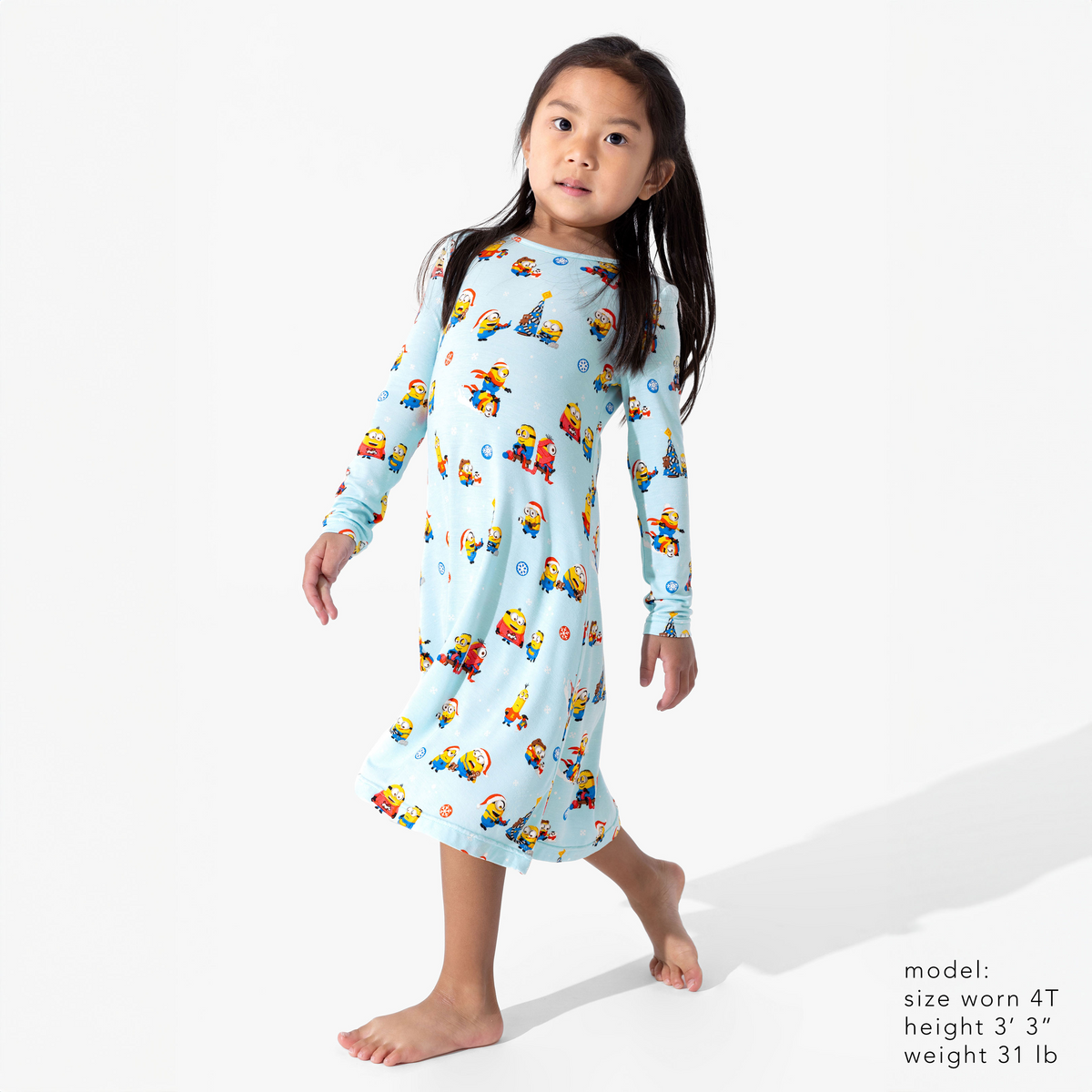 Merry Minions Holiday Bamboo Girls' Long Sleeve Dress